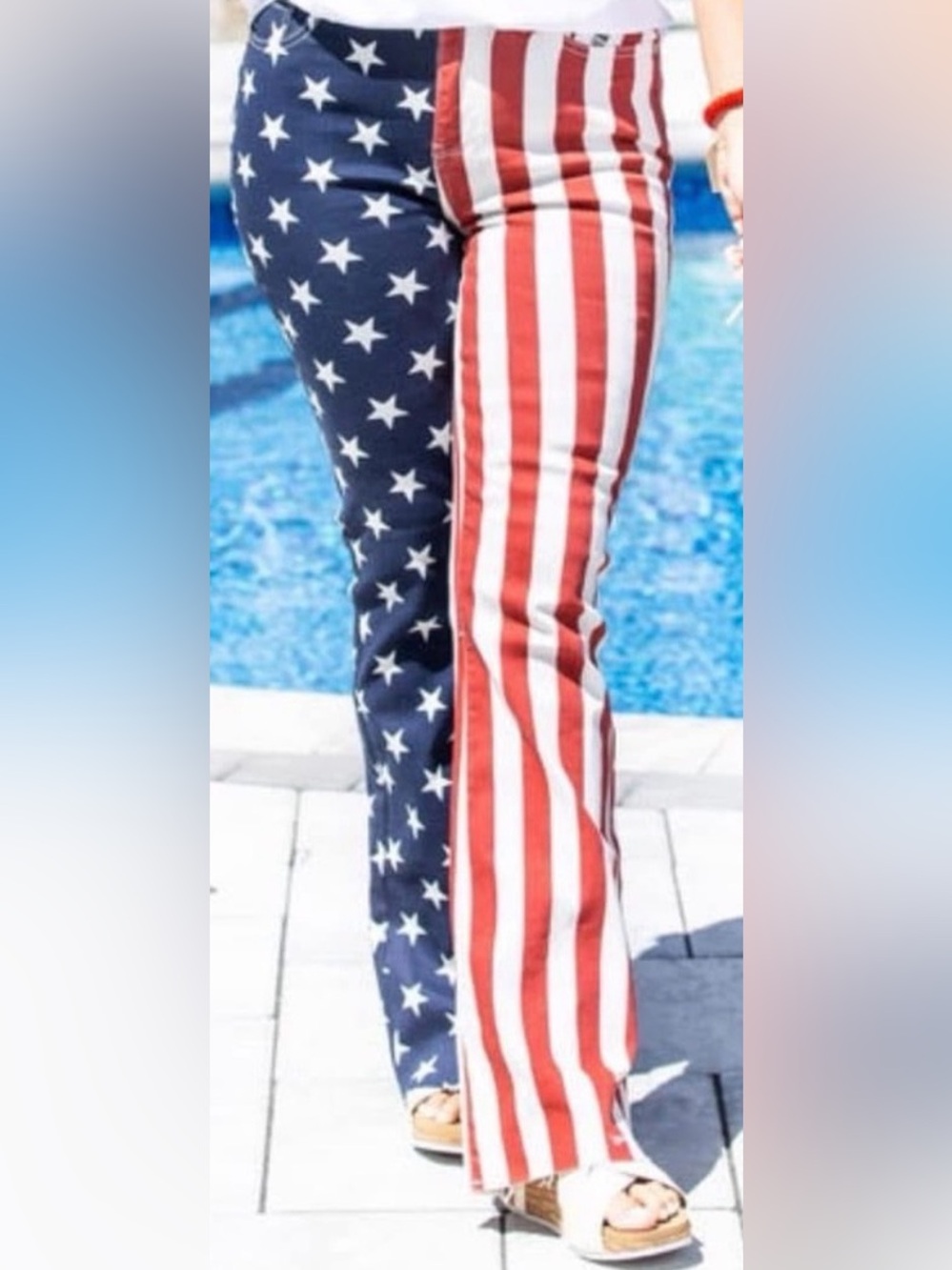 Judy Blue Star and Stripe Flare Jeans - Navy and Red